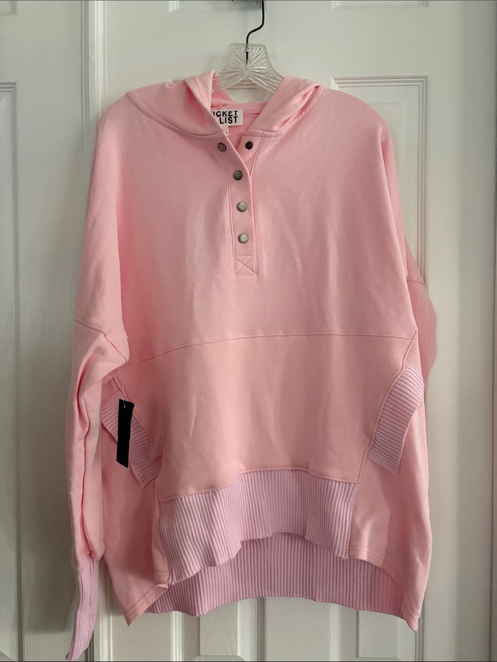 Bucket List bubblegum Pink cotton oversized Hooded tunic Sweatshirt size M NEW